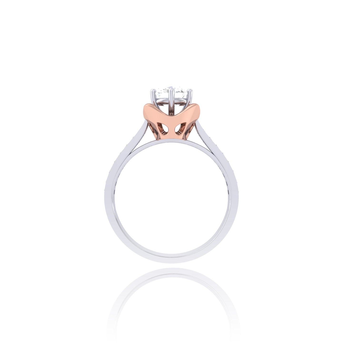 925 Silver Rose Gold Cradle Diamond Ring