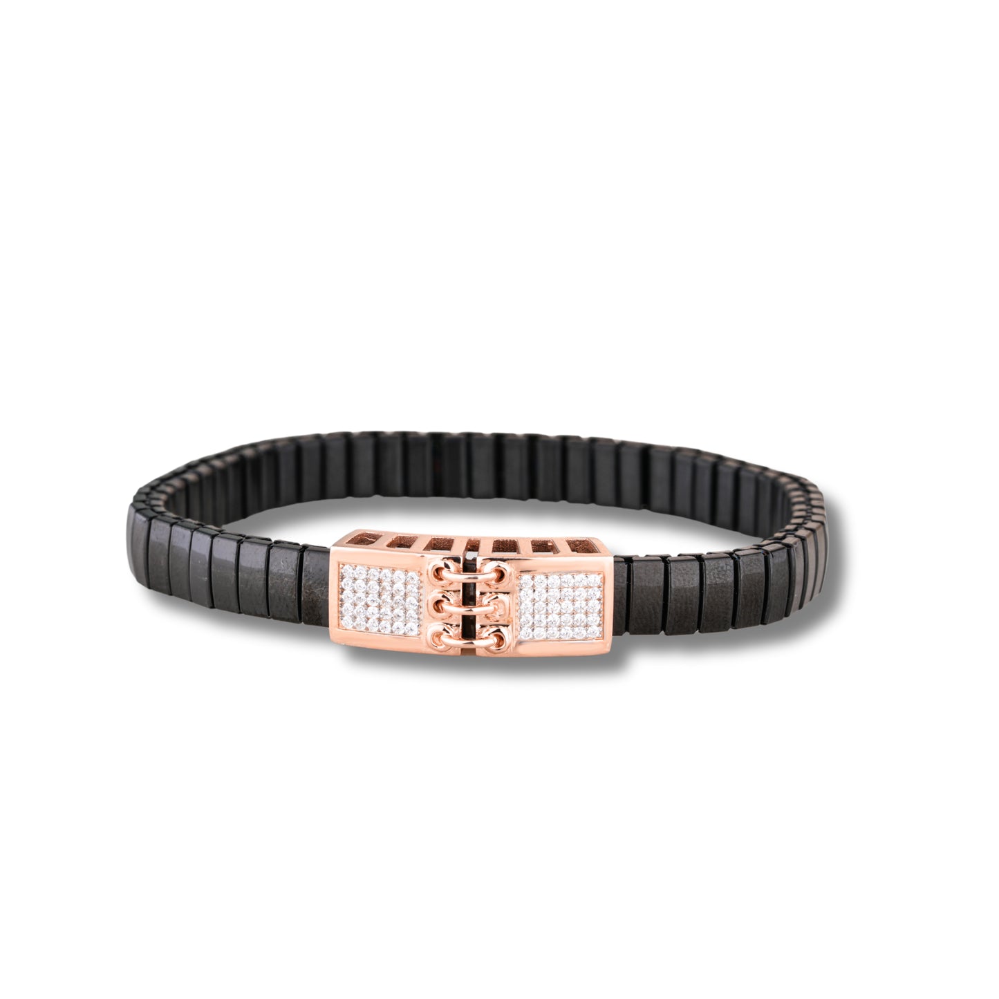 925 Silver Rose Gold Lattice Diamond Bracelet