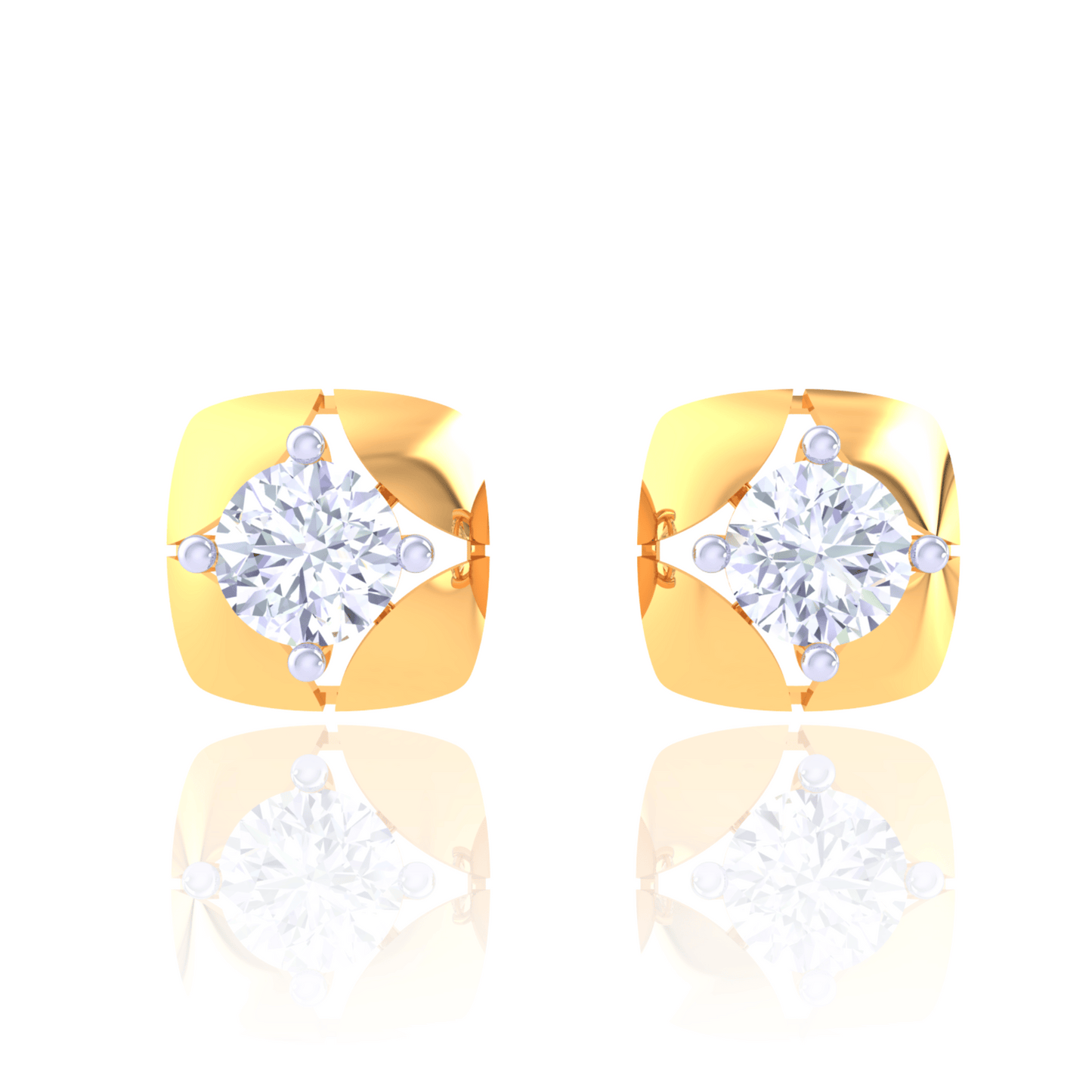 925 Silver Crescent Diamond Stud Earrings