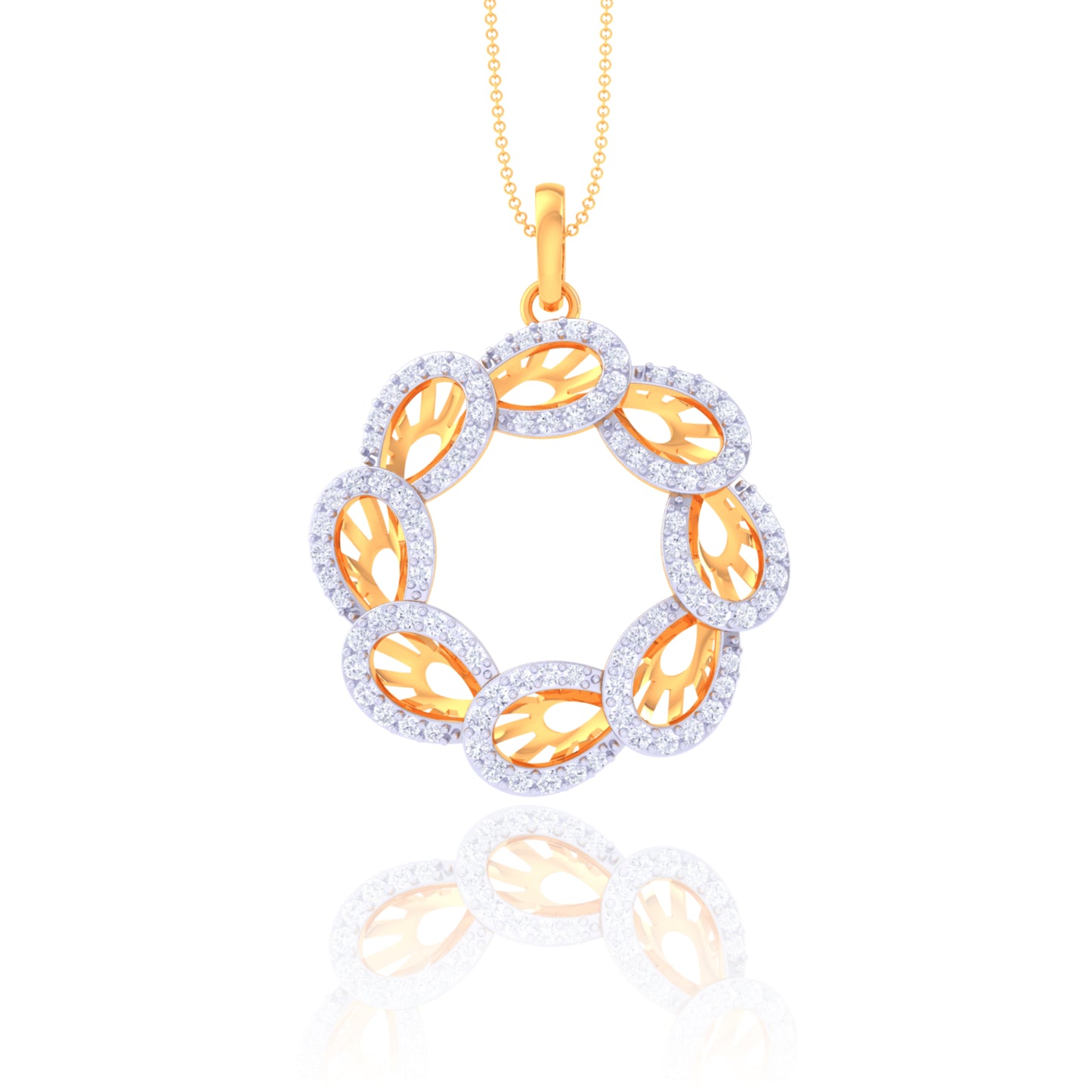 925 Silver Circle Rose Gold Diamond Pendant