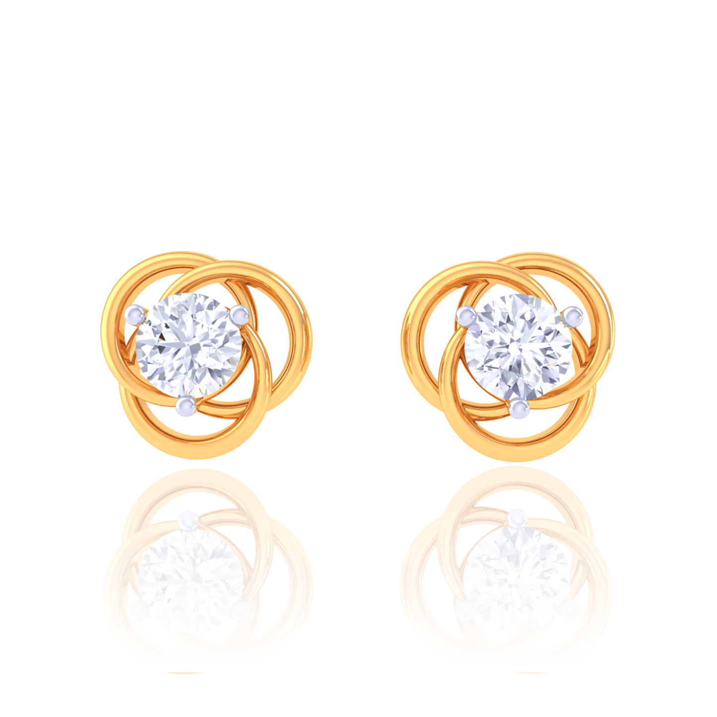 925 Silver Knot Diamond Stud Earrings