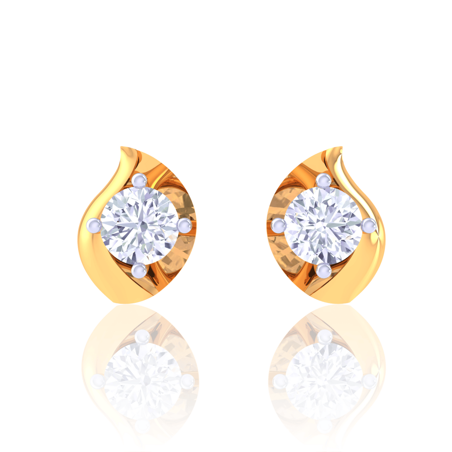 925 Silver Wave Diamond Stud Earrings