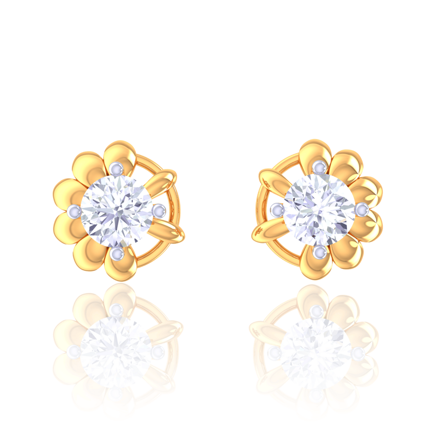925 Silver Flower Diamond Stud Earrings
