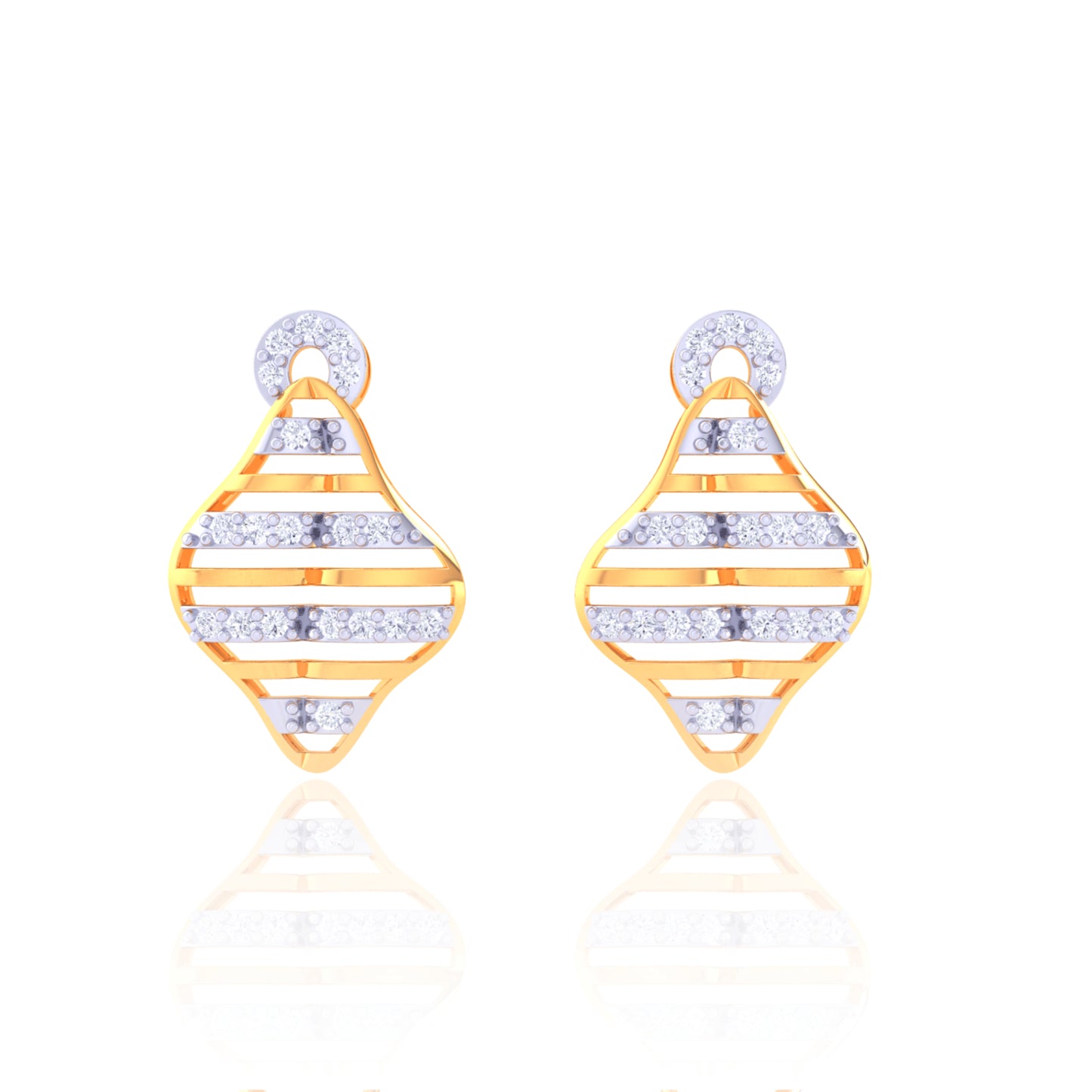 925 Silver Rose Gold Pave Diamond Drop Earrings