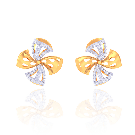 925 Silver Rose Gold Pave Diamond Bow Earrings
