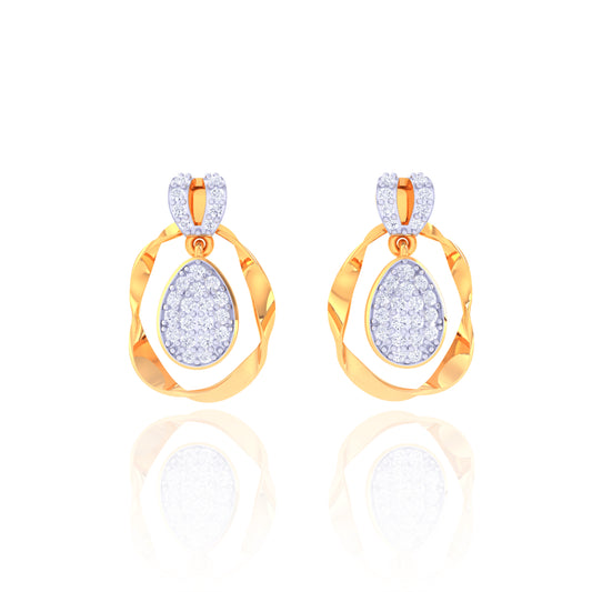 925 Silver Rose Gold Pave Diamond Teardrop Earrings
