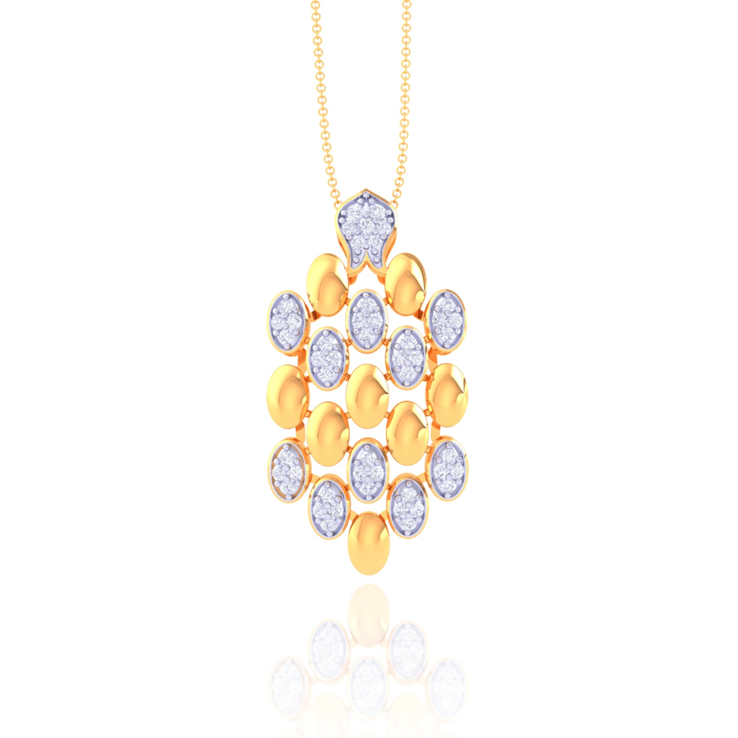 925 Silver Cluster Rose Gold Diamond Pendant