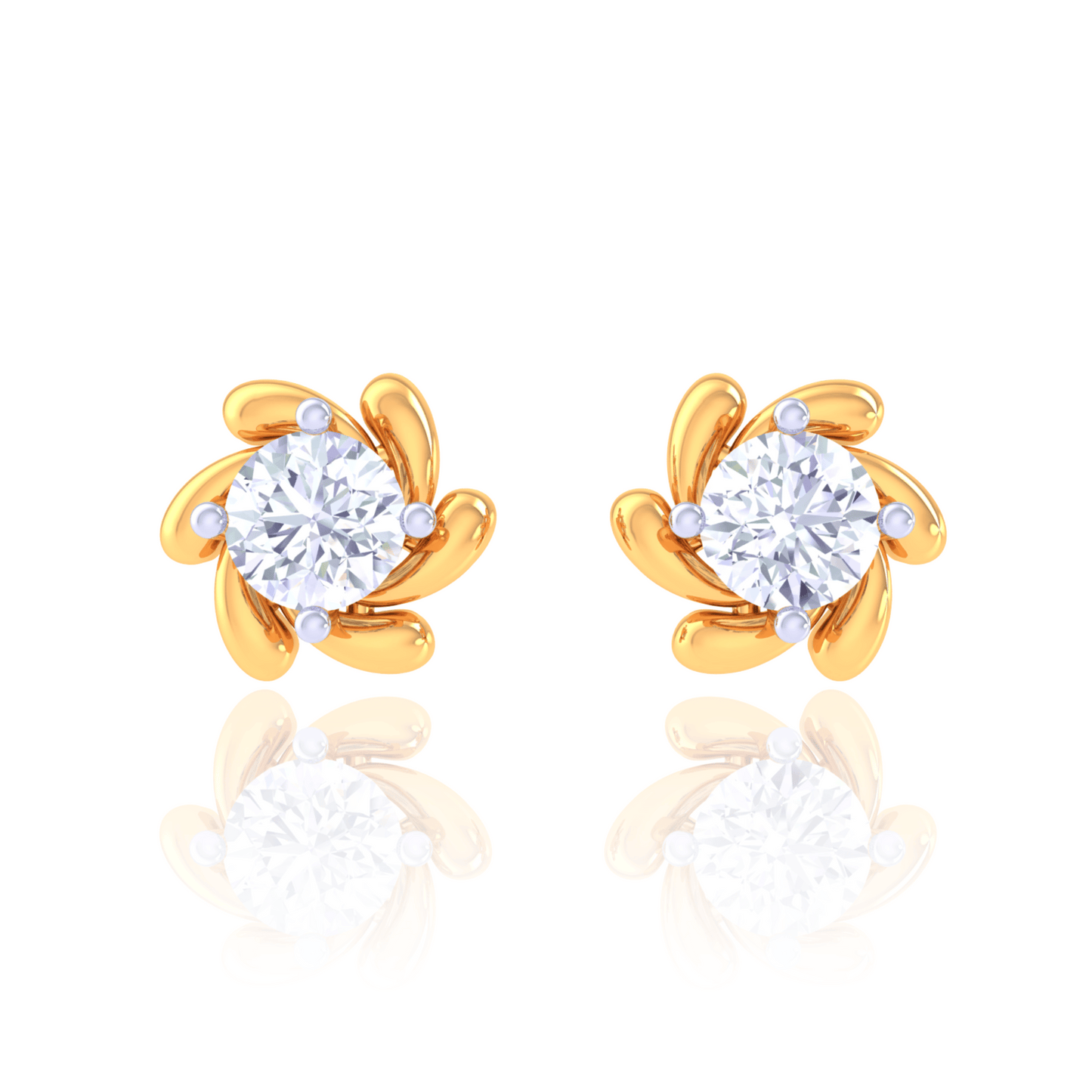 925 Silver Pinwheel Diamond Stud Earrings