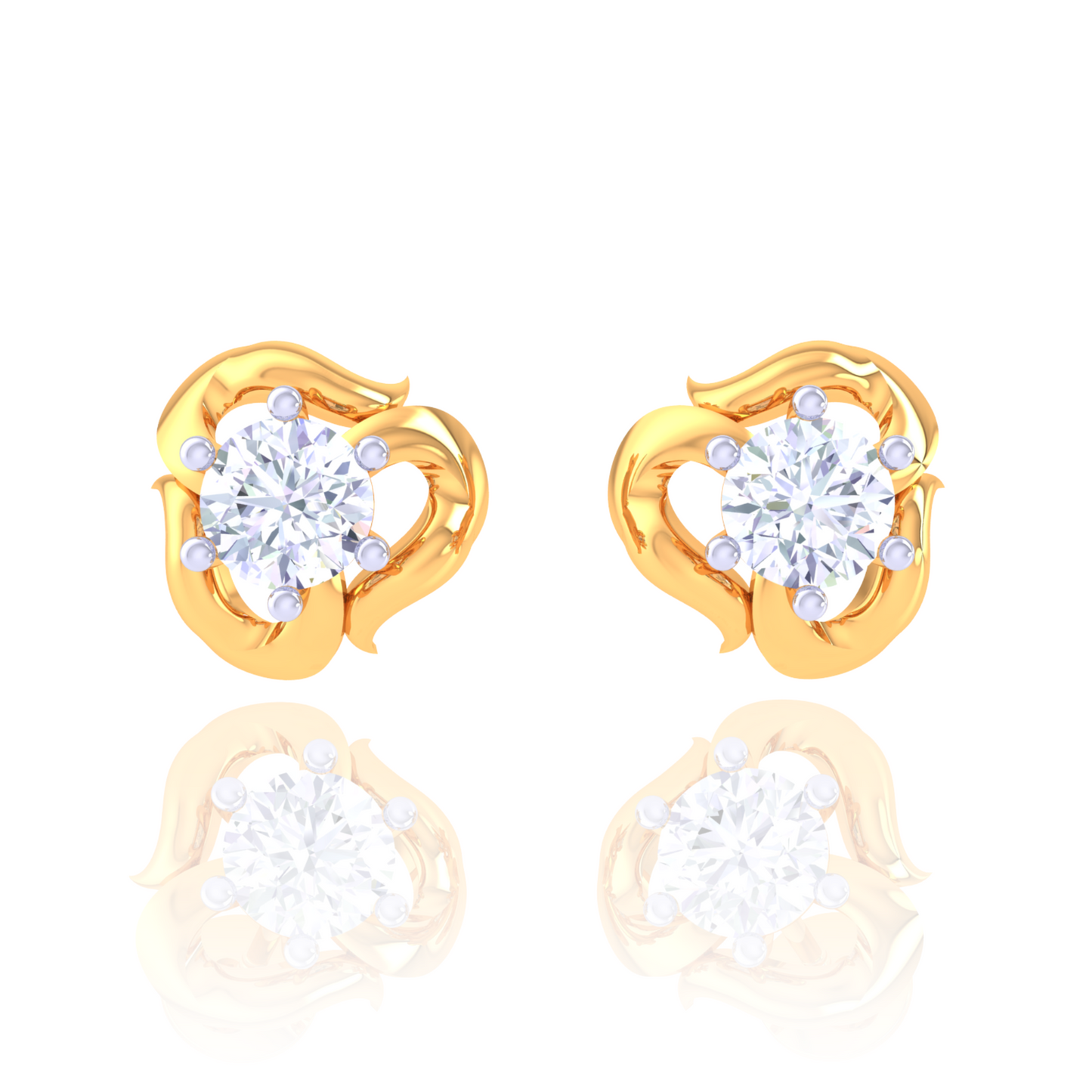 925 Silver Swirl Diamond Stud Earrings