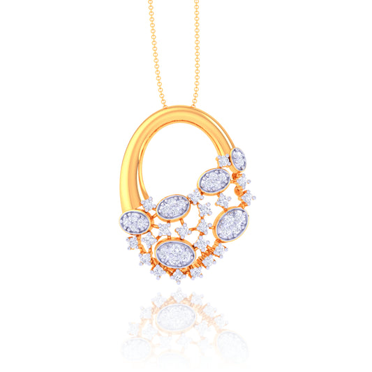 925 Silver Oval Cluster Rose Gold Pendant