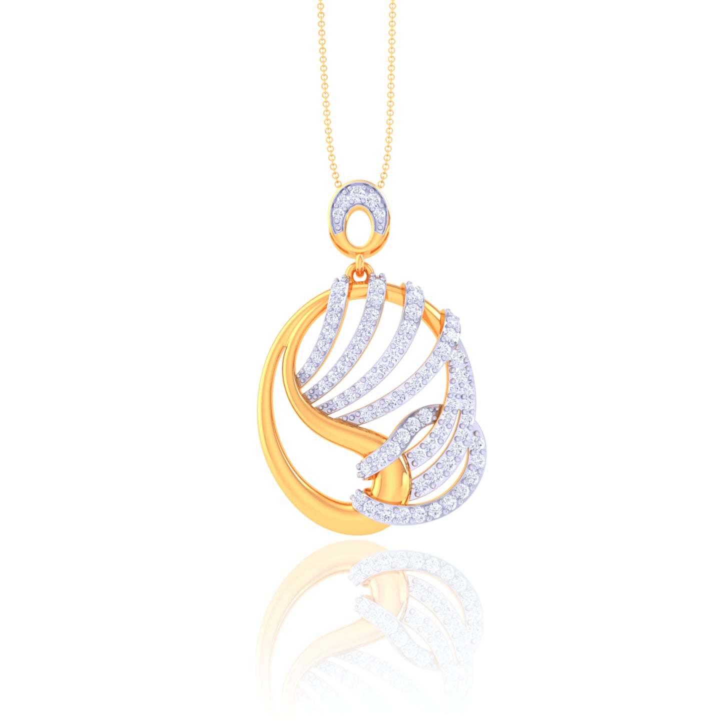 925 Silver Circle Rose Gold Diamond Pendant