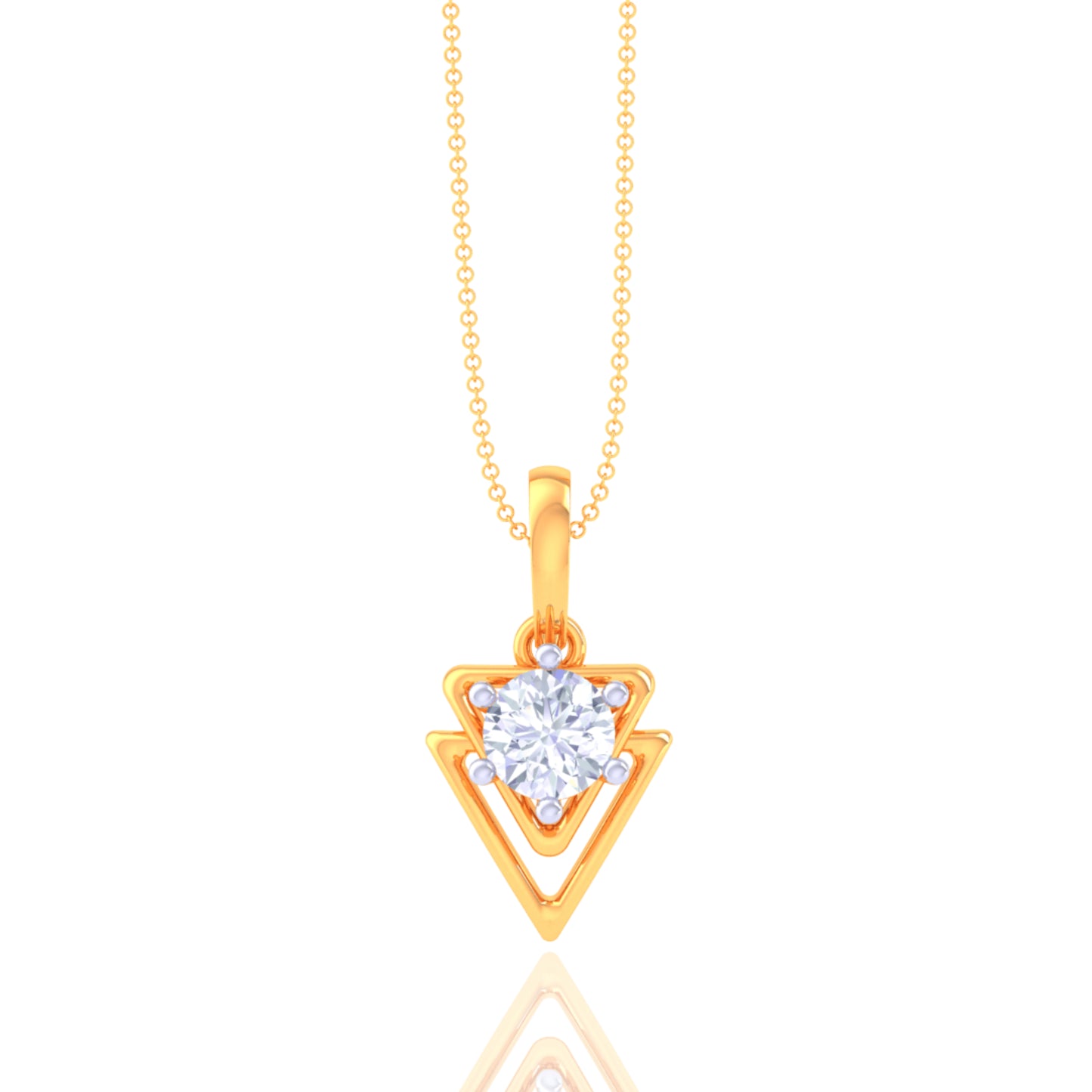 925 Silver Gold Diamond Solitaire Pendant