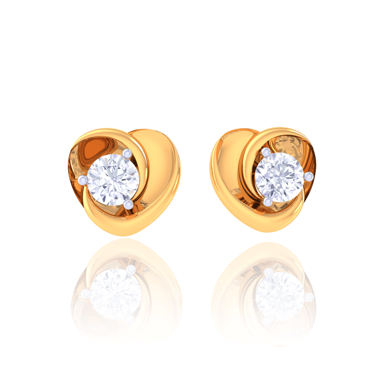 925 Silver Heart Diamond Stud Earrings