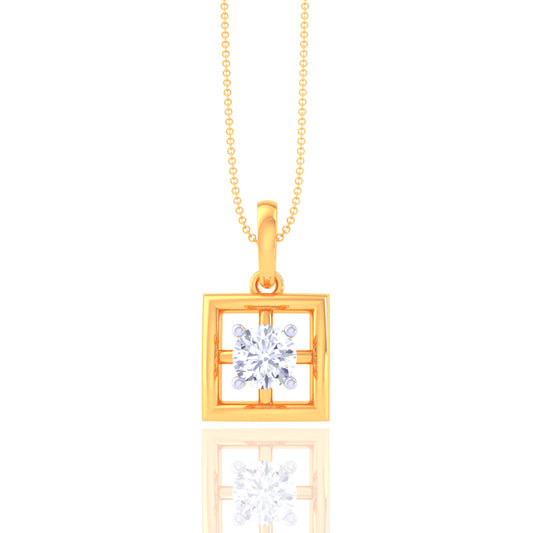 925 Silver Square-Shaped Diamond Pendant