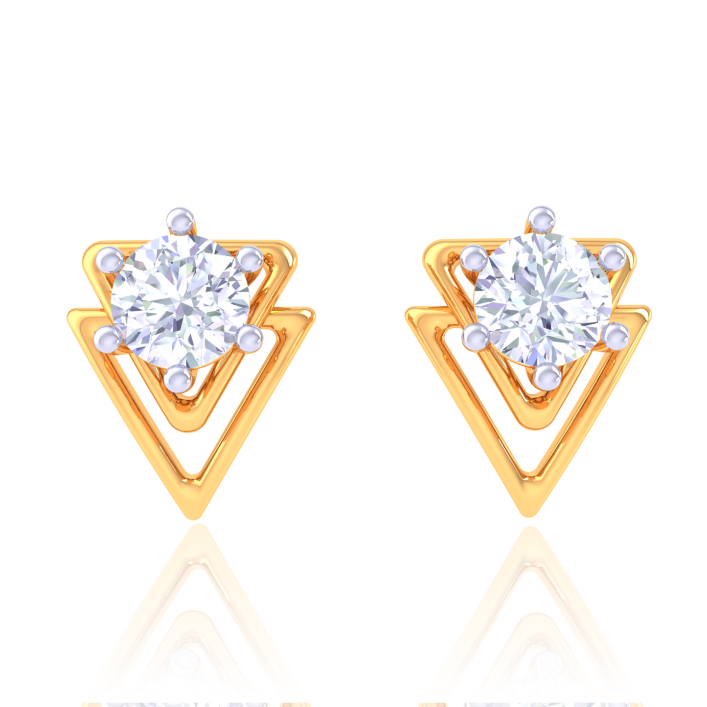 925 Silver Triangle Diamond Stud Earrings