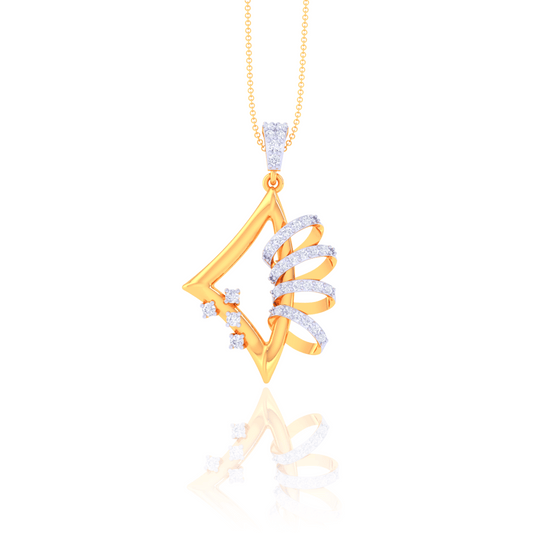 925 Silver Triangle Gold Diamond Pendant