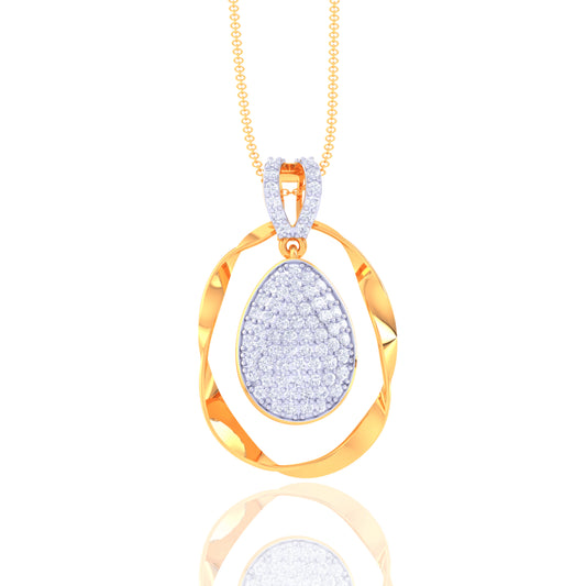 925 Silver Teardrop Rose Gold Diamond Pendant
