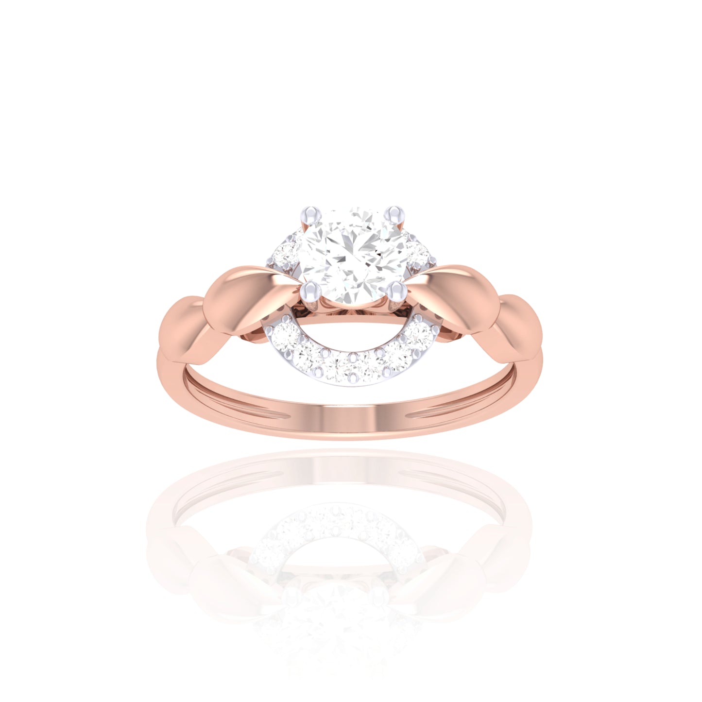 925 Silver Rose Gold Bow Diamond Ring
