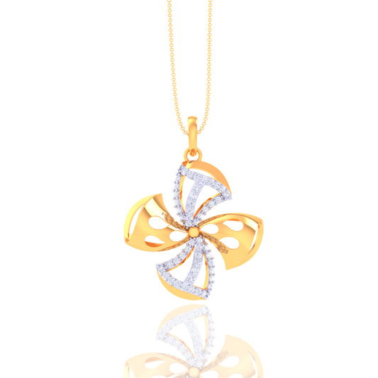 925 Silver Pinwheel Rose Gold Diamond Pendant