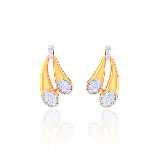 925 Silver Rose Gold Pave Diamond Cluster Earrings