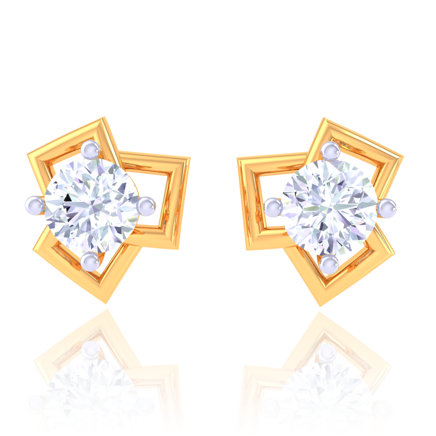 925 Silver Geometric Diamond Stud Earrings