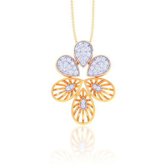 925 Silver Flower Rose Gold Diamond Pendant
