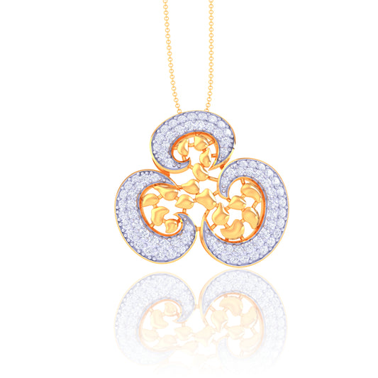 925 Silver Trinity Rose Gold Diamond Pendant