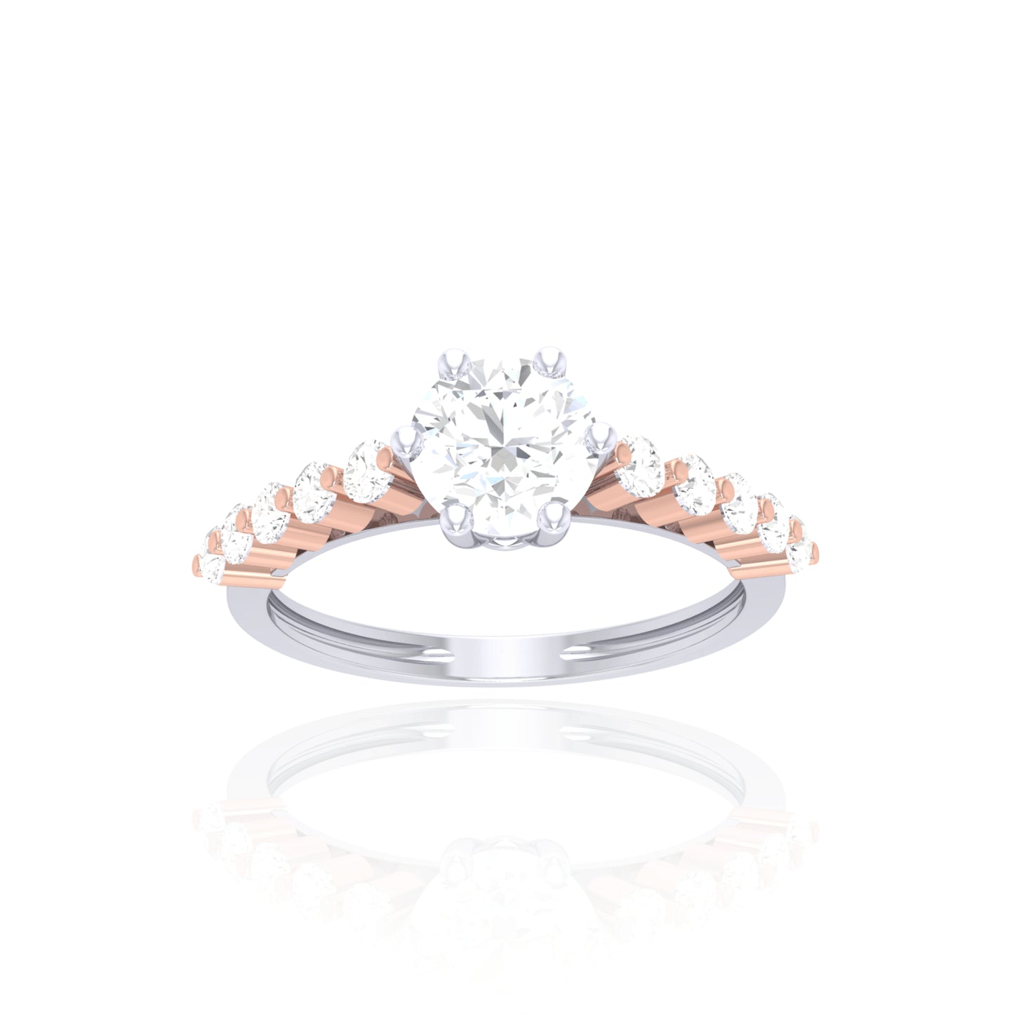 925 Silver Two-Tone Diamond Solitaire Engagement Ring