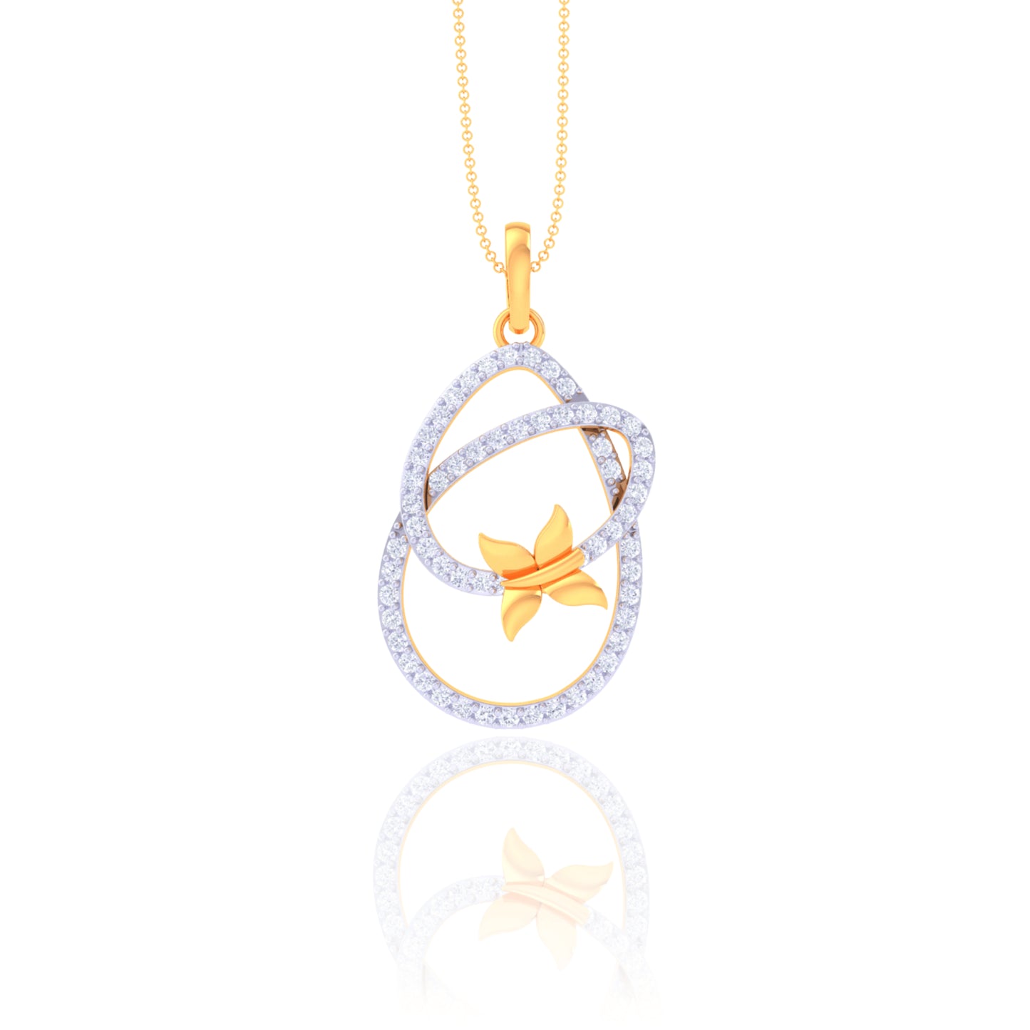 925 Silver Butterfly Rose Gold Diamond Pendant