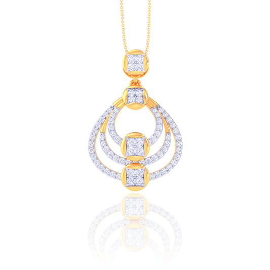 925 Silver Teardrop Rose Gold Diamond Pendant