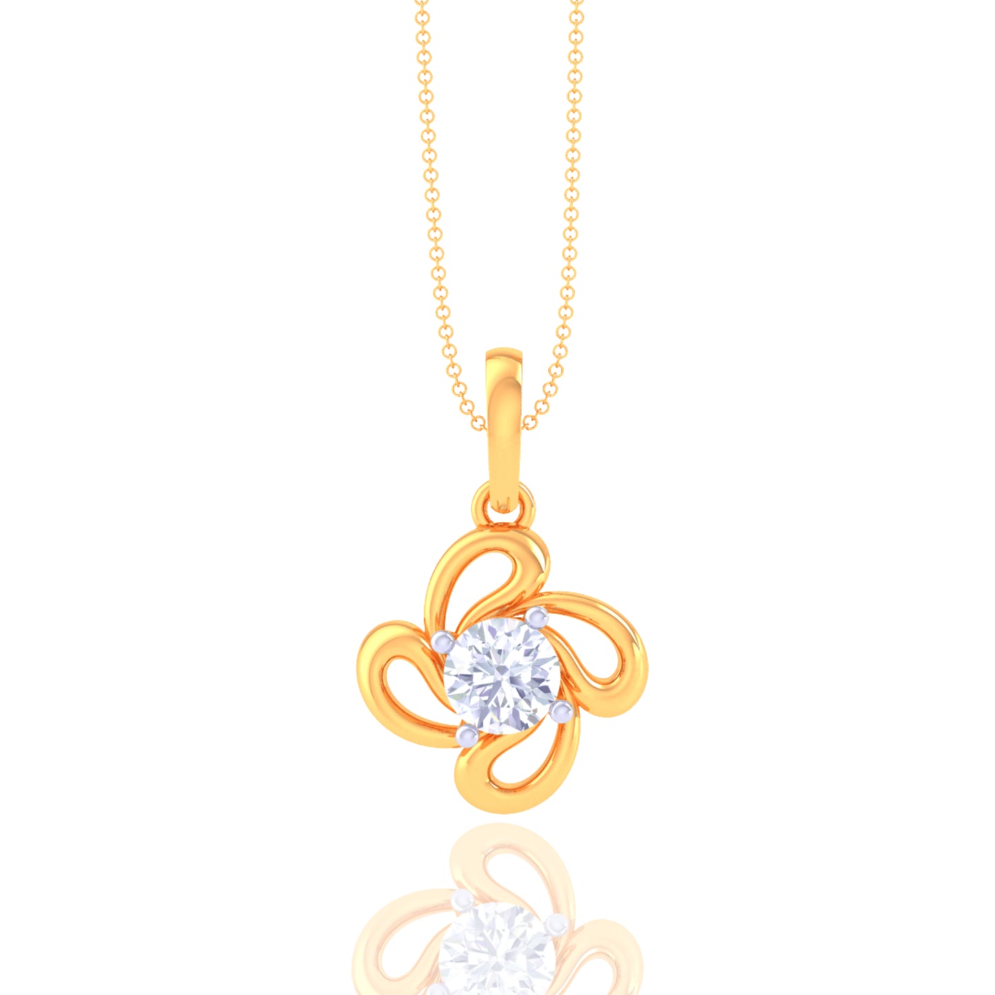 925 Silver Rose Gold Diamond Solitaire Pendant