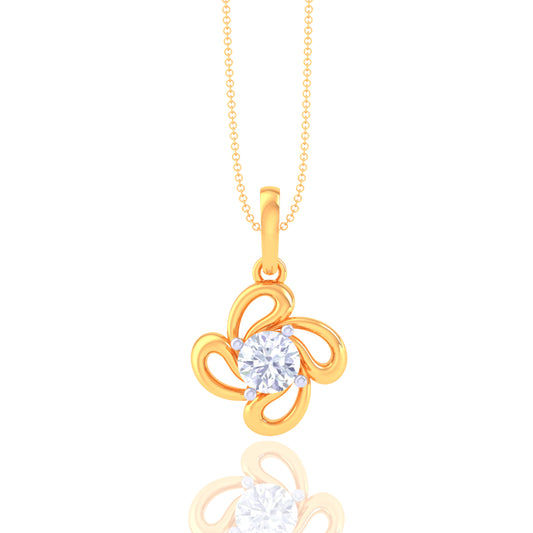 925 Silver Rose Gold Diamond Solitaire Pendant