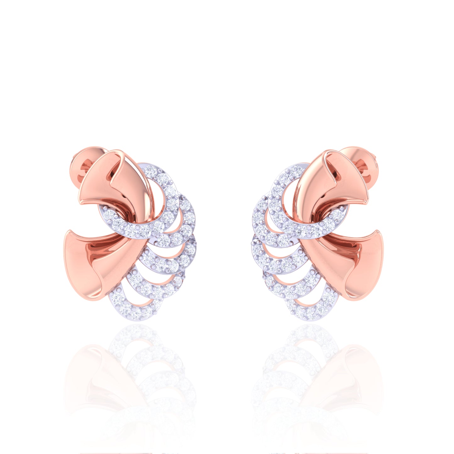 925 Silver Rose Gold Pave Diamond Statement Earrings