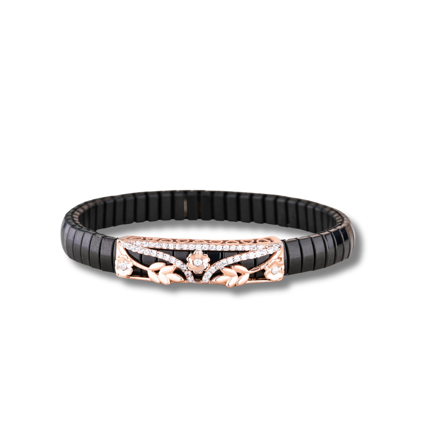 925 Silver Rose Gold Floral Diamond Bracelet
