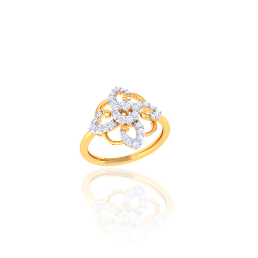 925 Silver Rose Gold Swirl Diamond Ring