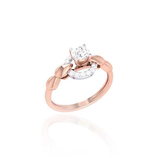 925 Silver Rose Gold Bow Diamond Ring