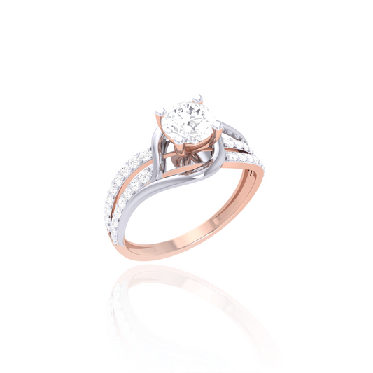 925 Silver Two-Tone Diamond Solitaire Engagement Ring