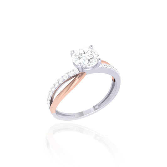 925 Silver Rose Gold Twist Diamond Ring