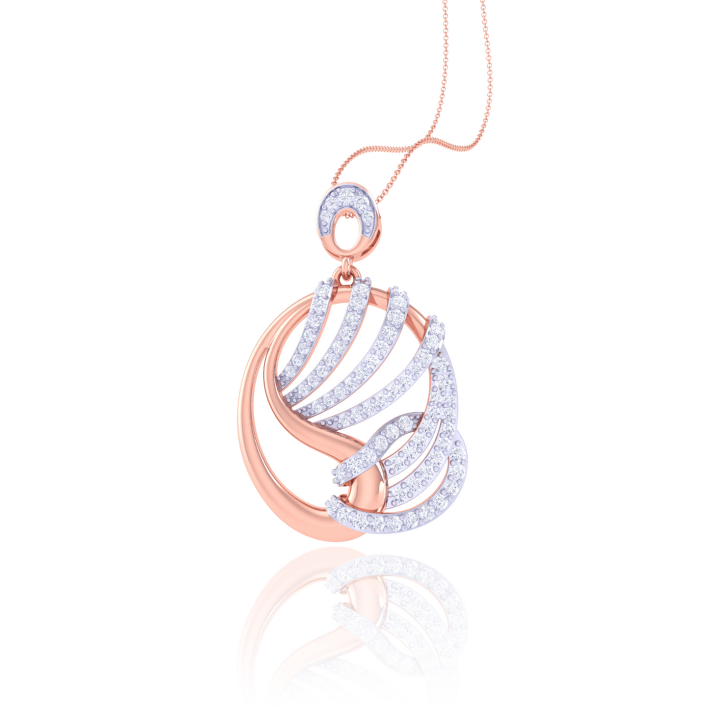 925 Silver Circle Rose Gold Diamond Pendant