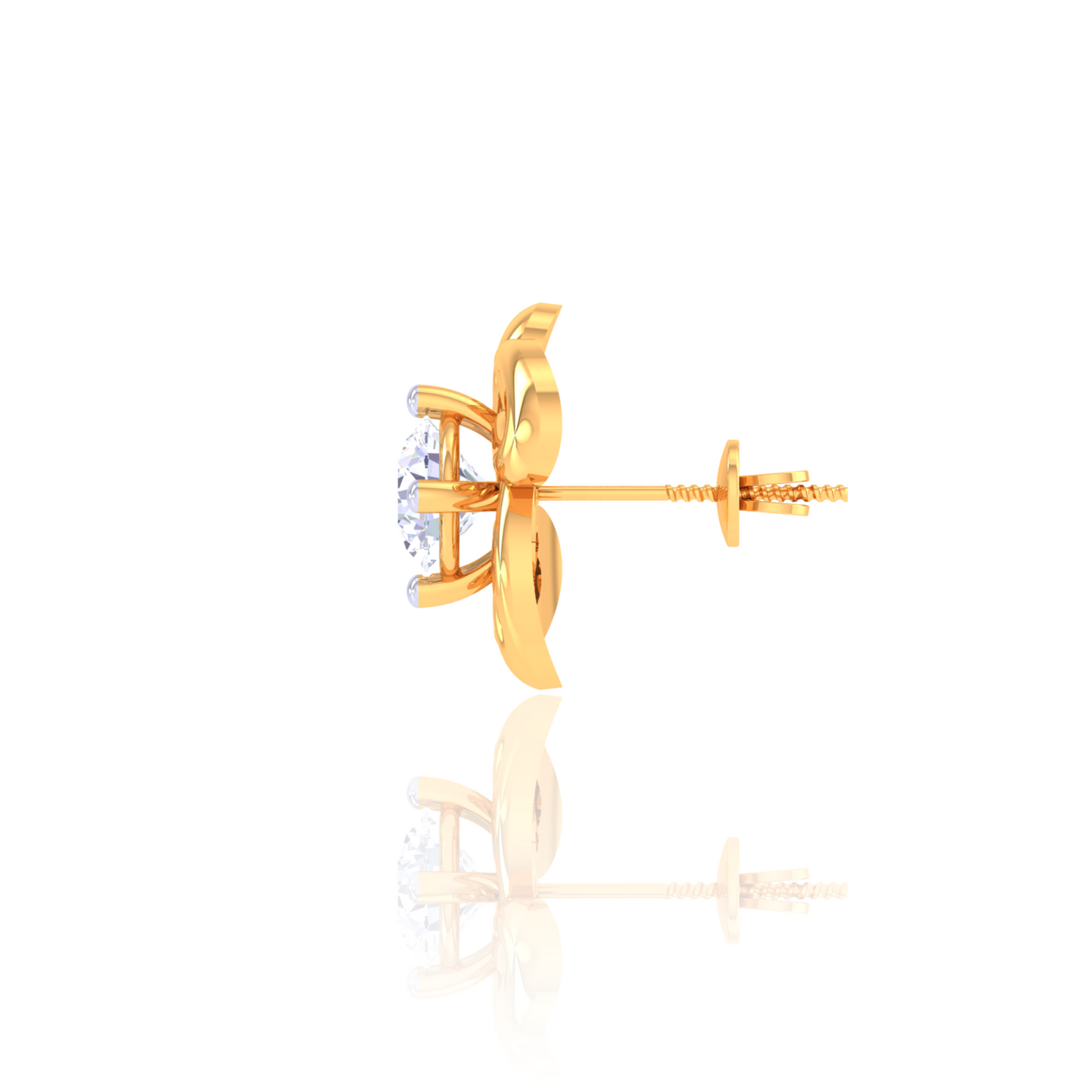925 Silver Floral Rose Gold Diamond Earrings