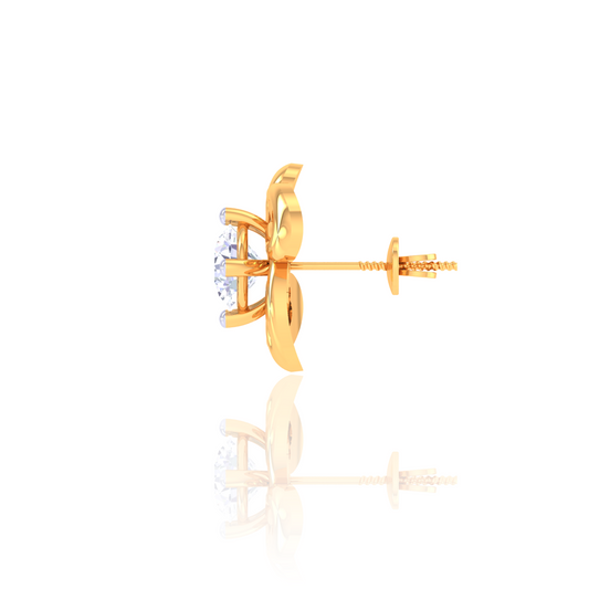 925 Silver Floral Rose Gold Diamond Earrings