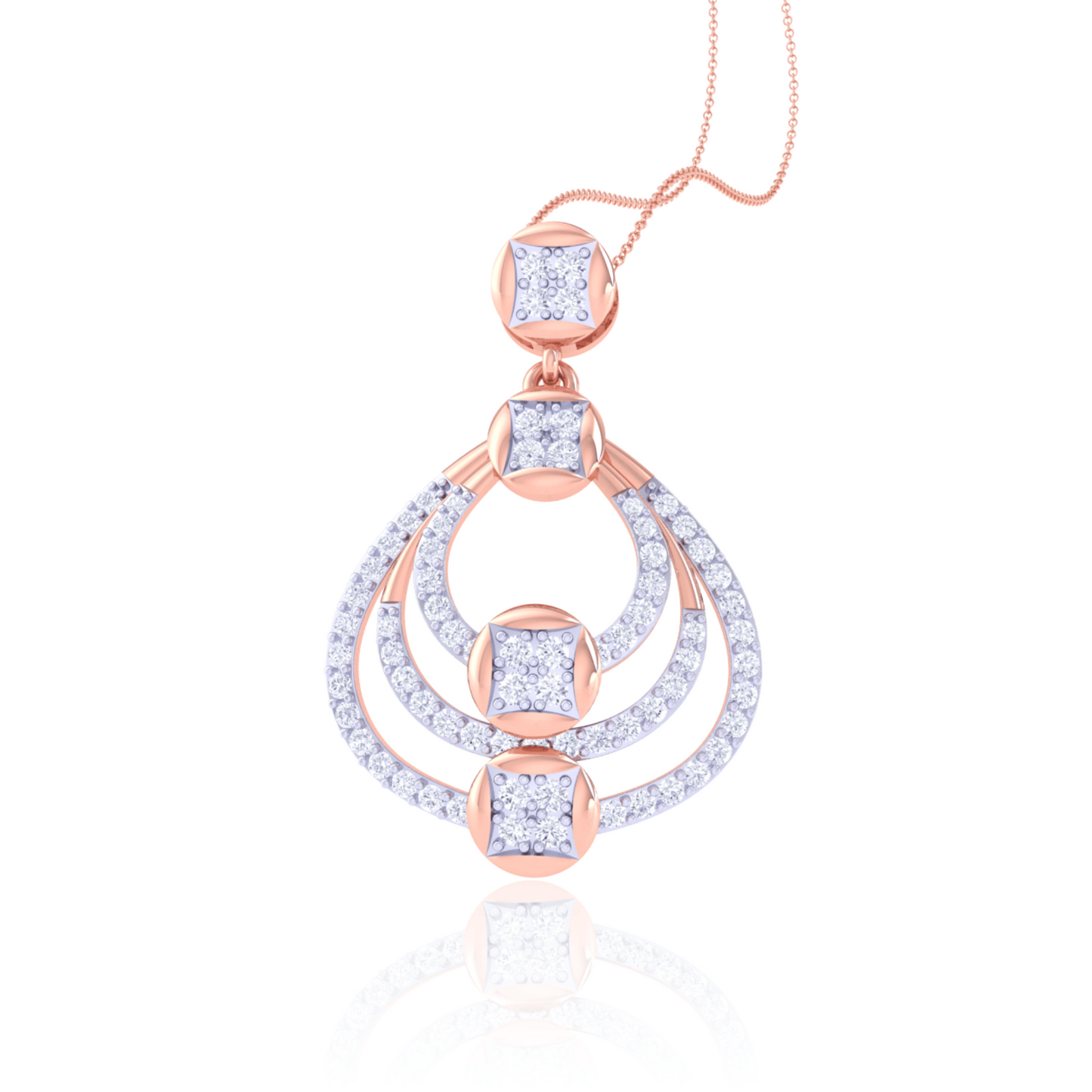 925 Silver Teardrop Rose Gold Diamond Pendant