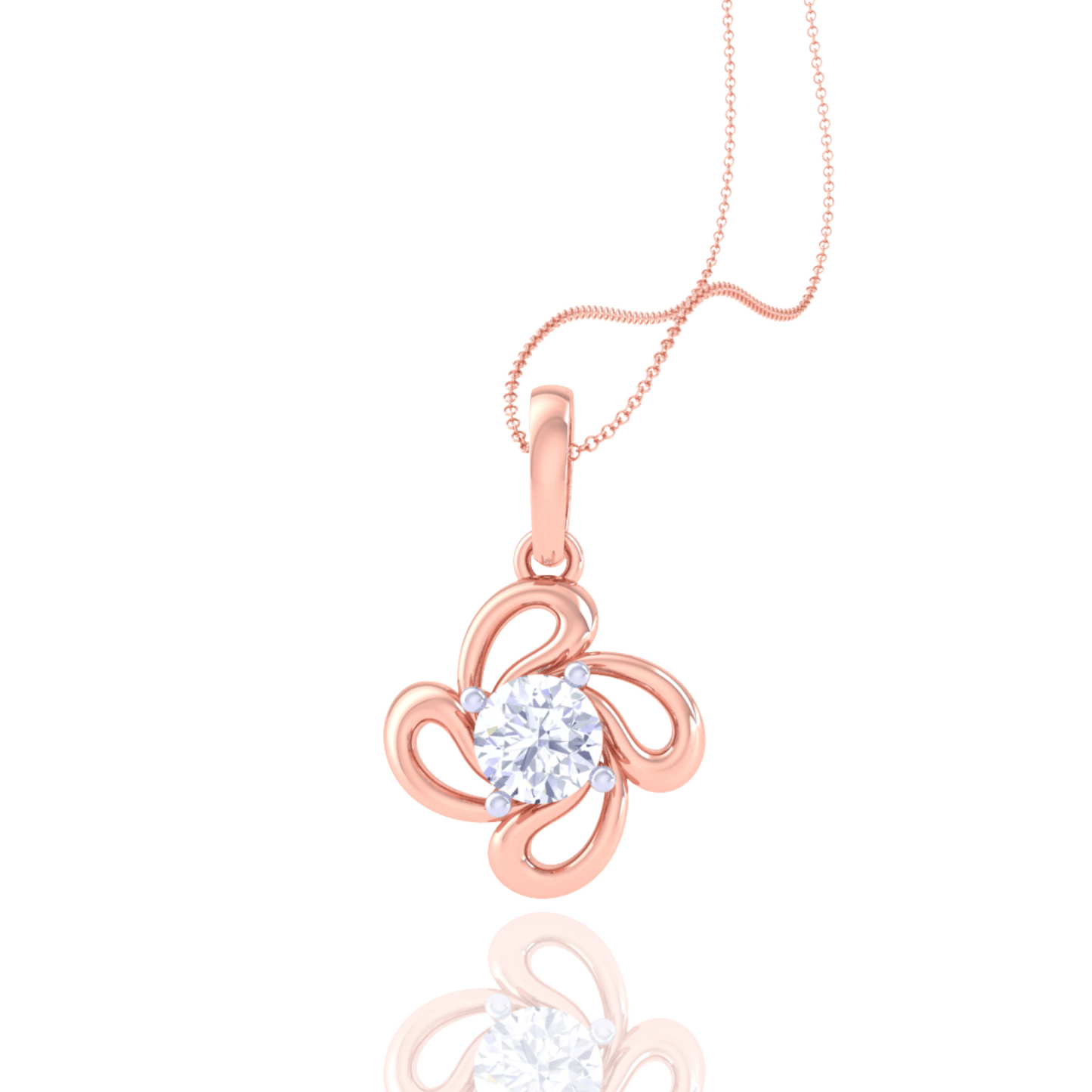 925 Silver Rose Gold Diamond Solitaire Pendant