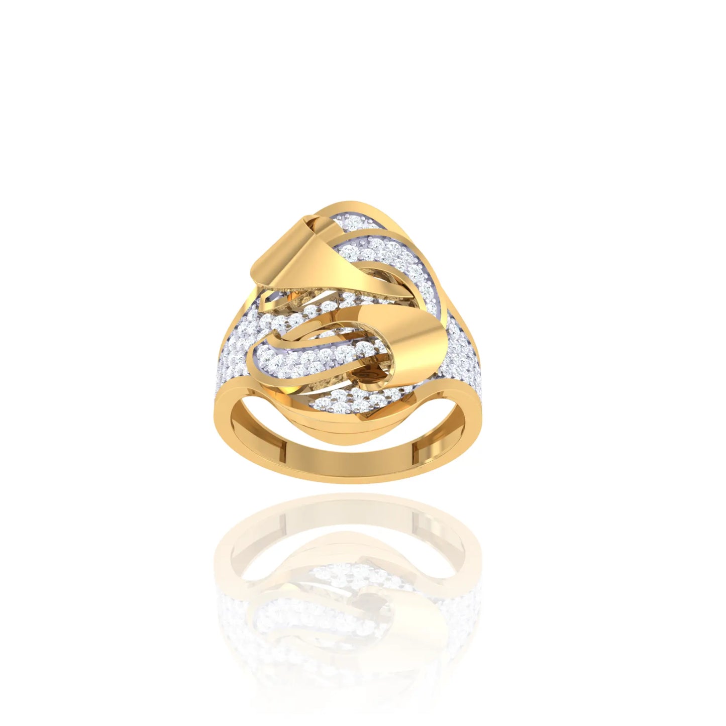 925 Silver Rose Gold Swirl Diamond Ring