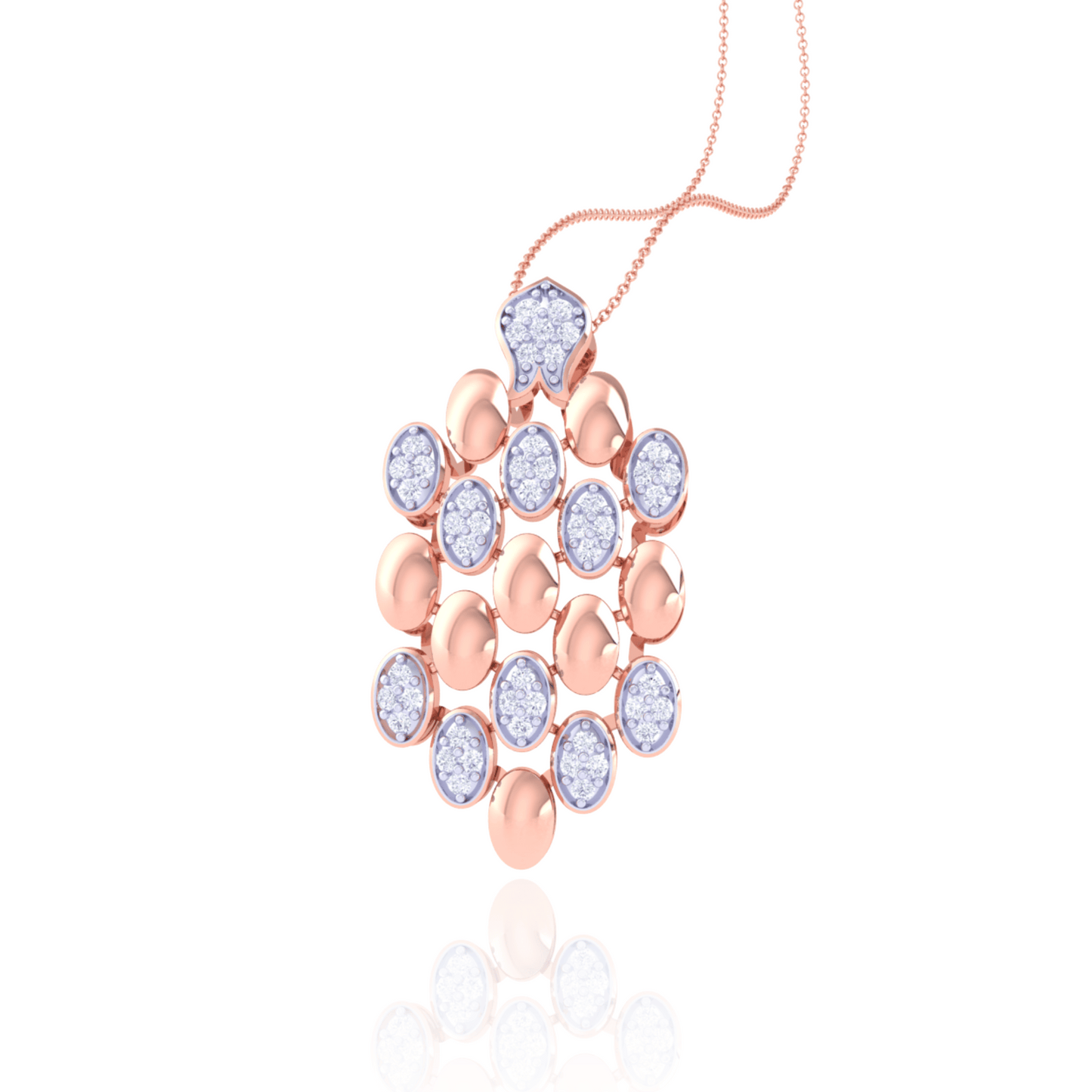 925 Silver Cluster Rose Gold Diamond Pendant