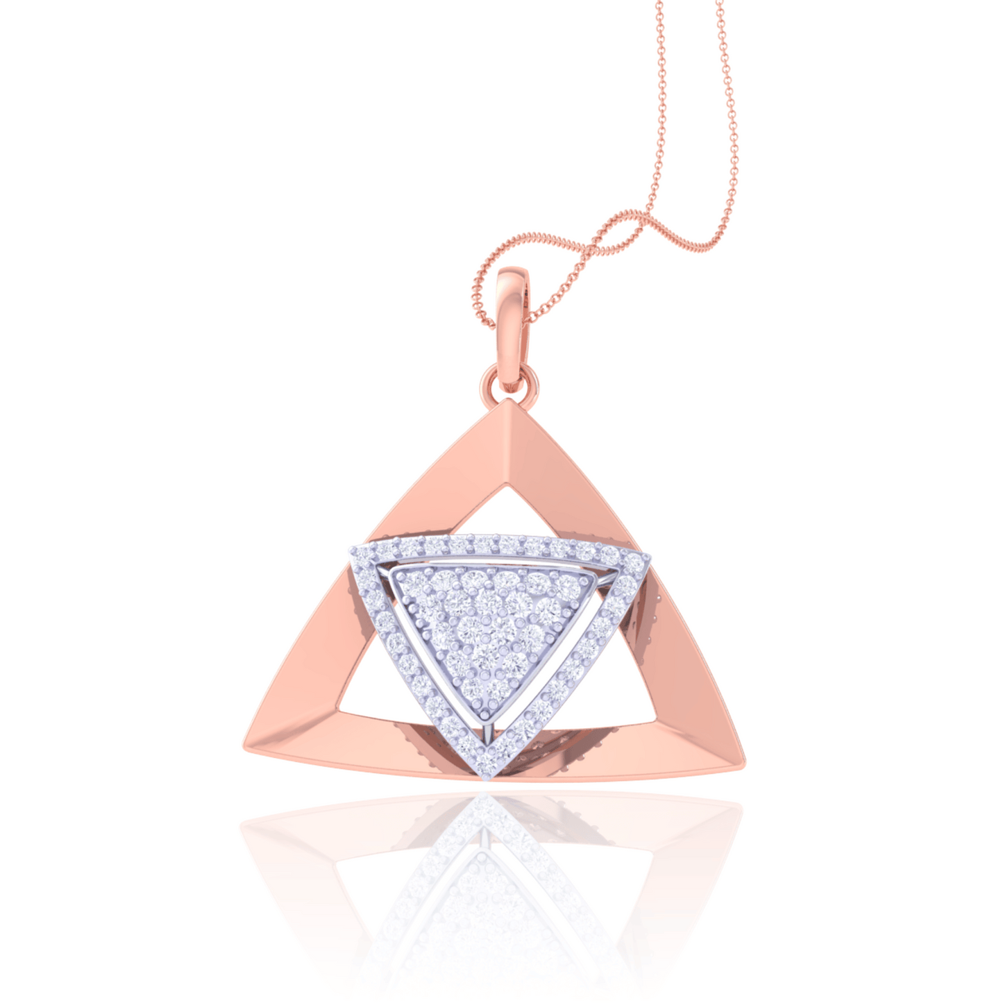 925 Silver Heart Rose Gold Diamond Pendant