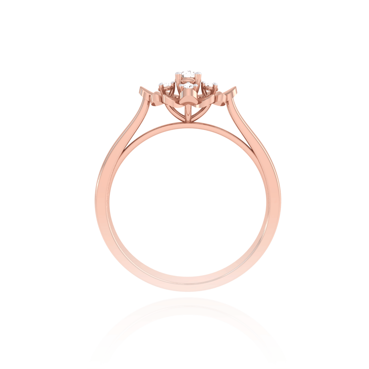 925 Silver Rose Gold Floral Diamond Ring for Women