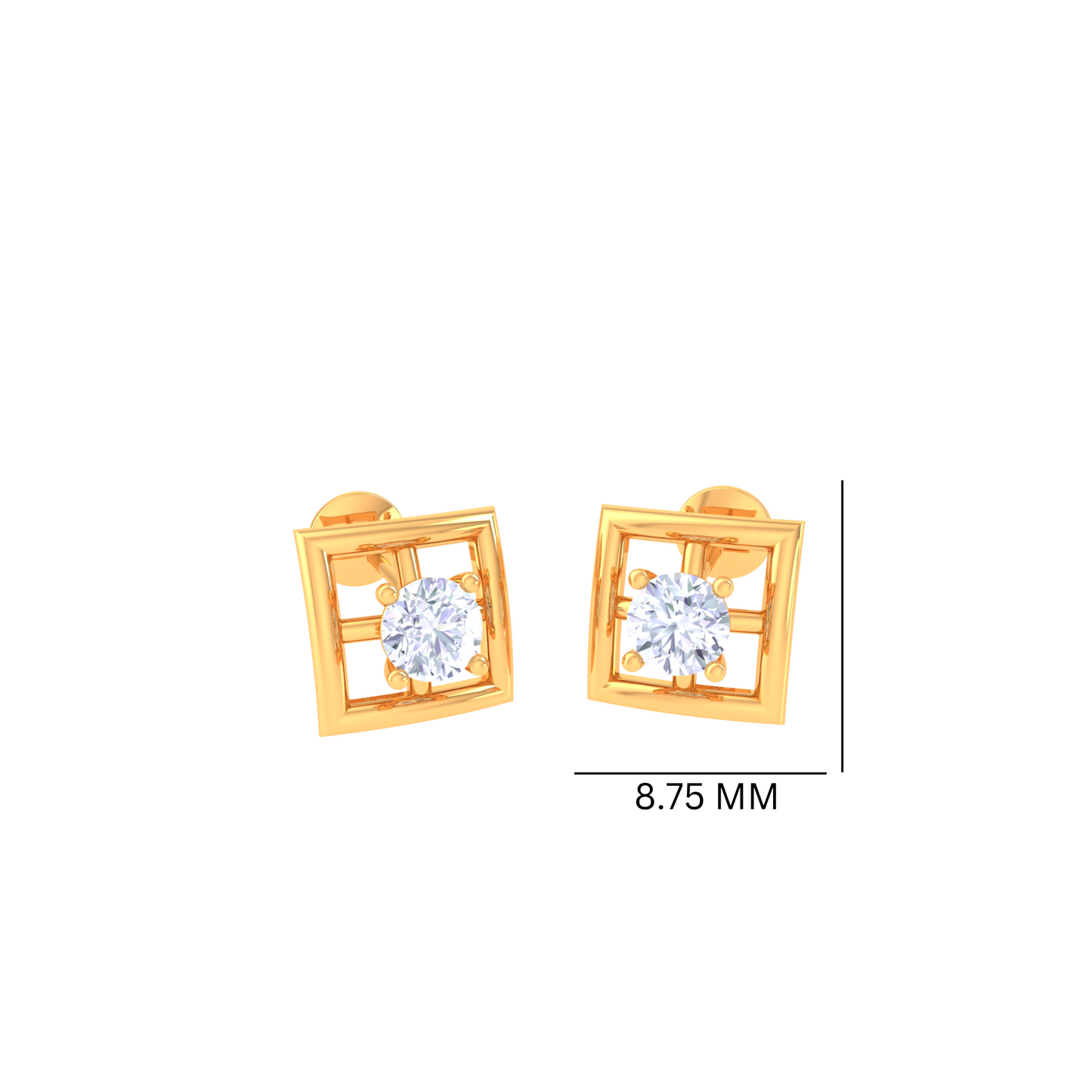 925 Silver Square Diamond Stud Earrings