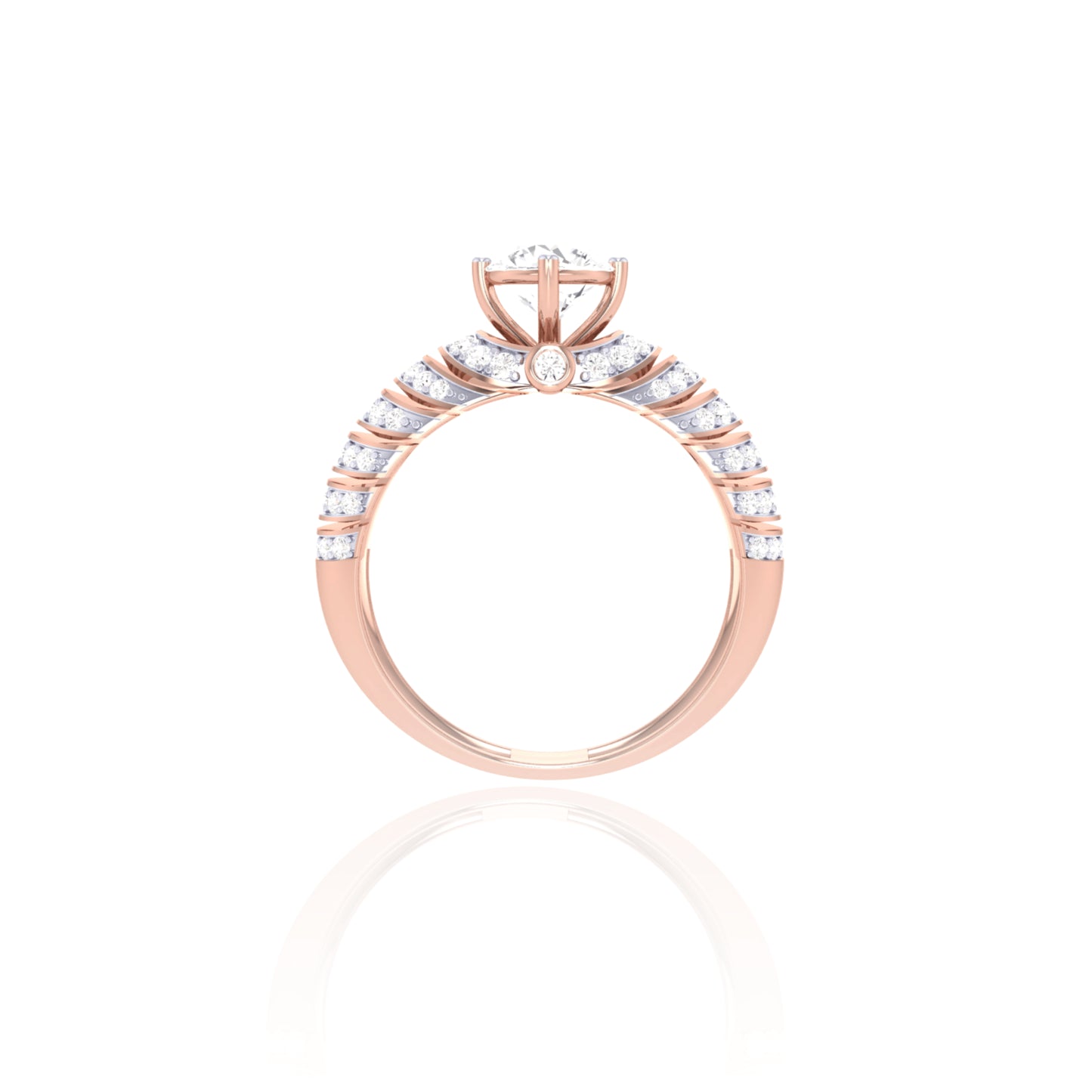 925 Silver Rose Gold Wave Diamond Ring