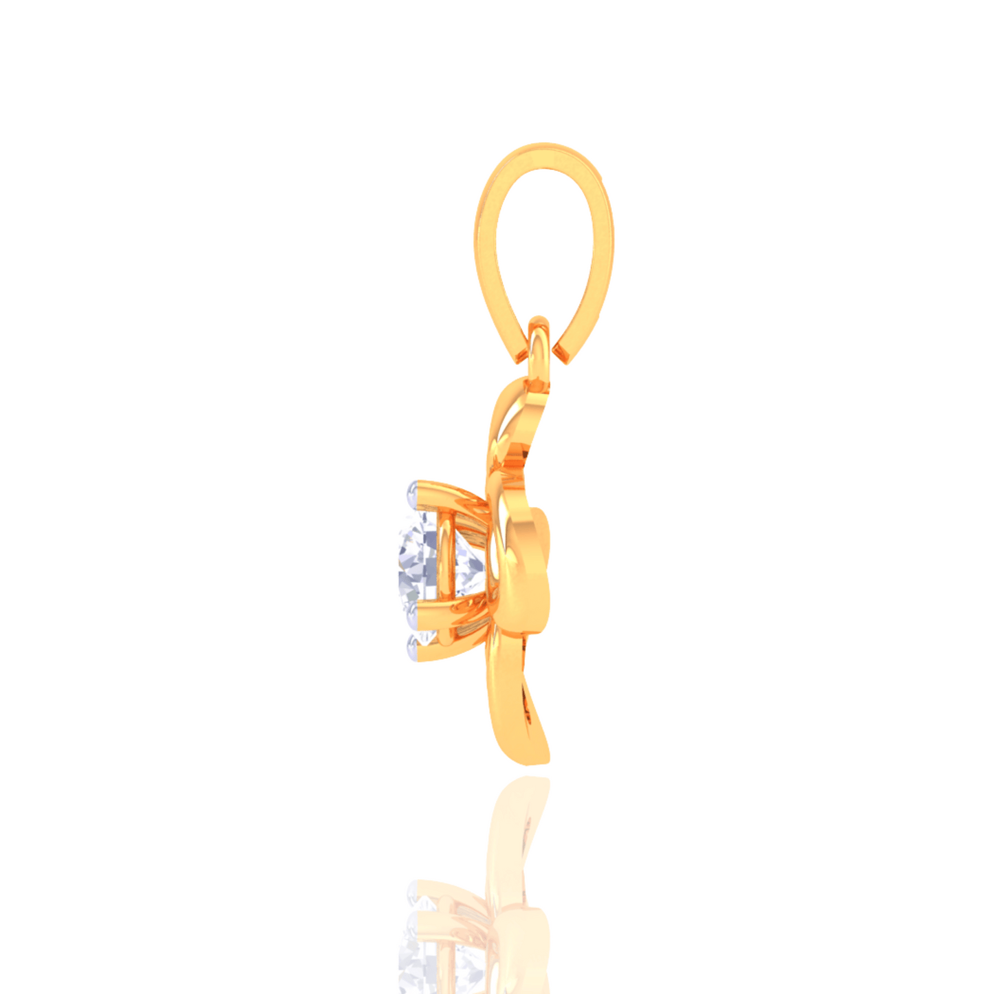925 Silver Rose Gold Diamond Solitaire Pendant